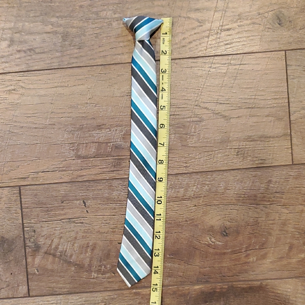 Striped Blue and Gray Clip On Tie